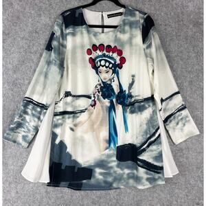 Butler & Wilson Tunic Top Womens Large Graphic Print Flowy Artsy Lagenlook